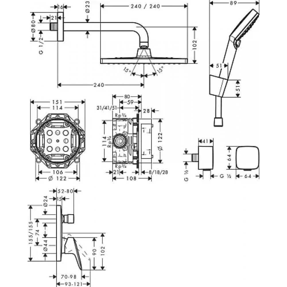 27957000 Набор встраиваемого душа Design ShowerSet Crometta E/Logis, хром