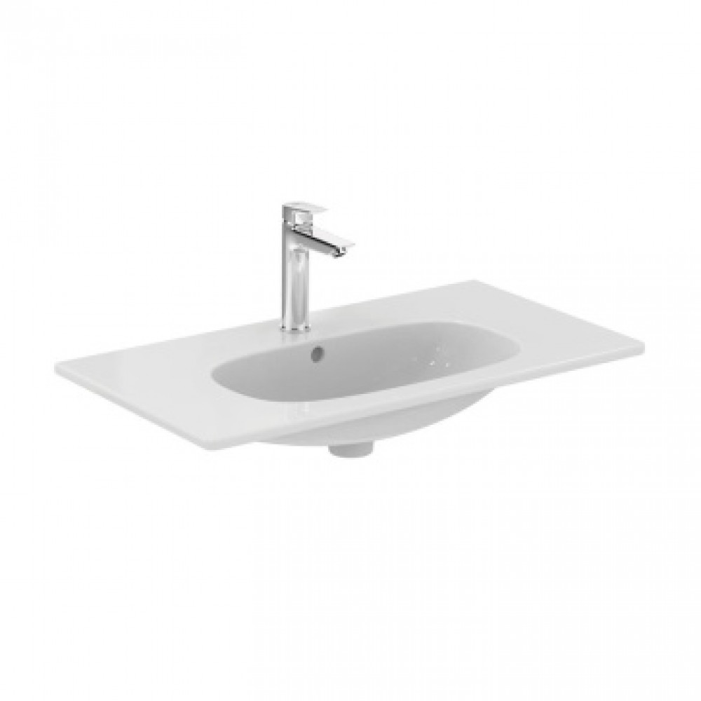 T3509V1 TESI Silk White (Белый шёлк) Vanity Умывальник 80 см для монтажа соло с дизайн-сифоном или с подстольем TESI 80 см
