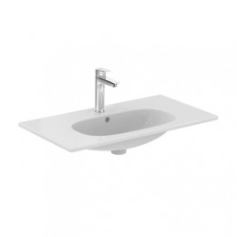 T3509V1 TESI Silk White (Белый шёлк) Vanity Умывальник 80 см для монтажа соло с дизайн-сифоном или с подстольем TESI 80 см