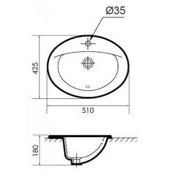 AZ-6001 Раковина накладная.Размер 510x425x180 мм белый глянец