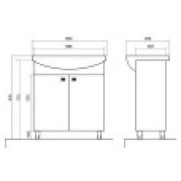 Комплект Тумба София 60 с раковиной Basic 60 (Турция)(600х820х460) (2 места)