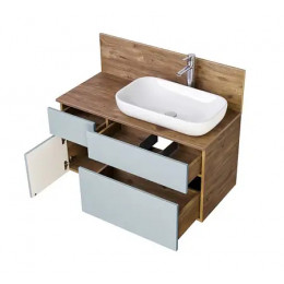 Мишель 100 NEW Тумба-умывальник Дуб Рустикальный/Фьорд БЕЗ столешницы