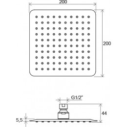 Насадка для душа квадратная 200 мм 982.01