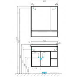 Флай 80 Тумба белый, дуб крафт (БЕЗ УМЫВАЛЬНИКА "Миранда-80")