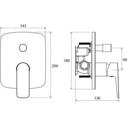 Смеситель настенный с переключателем TD 065.00 для R-box