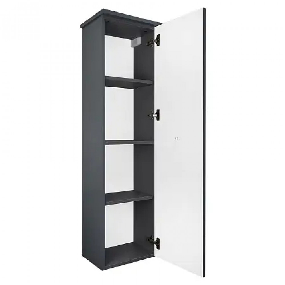 Пенал LAURA подвесной МАТОВЫЙ СЕРЫЙ правый ручка ЧЕРНЫЙ (390*1340*300)