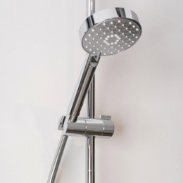 E26237-CP ATOM Колонна для ванны и душа с термостатом, поворотным изливом, круглым верхним и ручным душем, хром