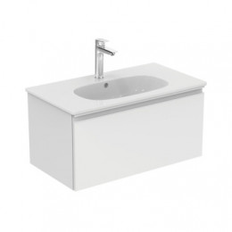 T3509V1 TESI Silk White (Белый шёлк) Vanity Умывальник 80 см для монтажа соло с дизайн-сифоном или с подстольем TESI 80 см