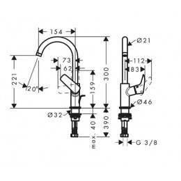 71130000 Logis Смеситель для раковины 210, однорычажный, поворотный излив 120°, с донным клапаном