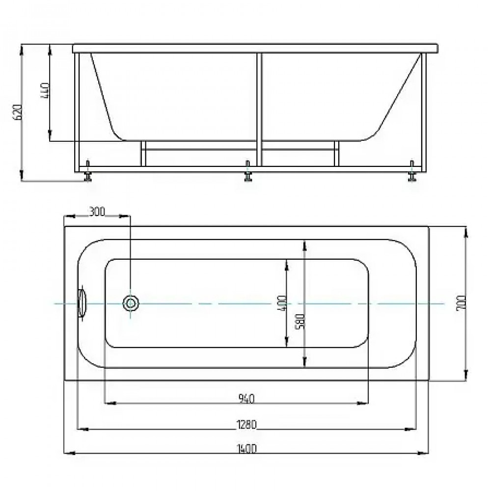 BELLA Ванна акриловая прямоугольная 140*70 см