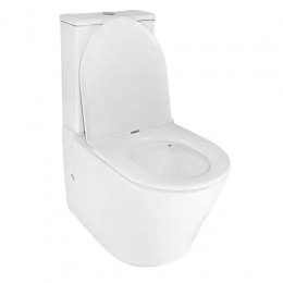 LANDER Унитаз напольный безободковый в комплекте с бачком и сиденьем дюропласт микролифт, смыв ТОРНАДО . Размер 670x415x845 мм (2 места)