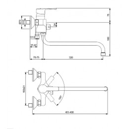 BA240AA UNO Настенный смеситель для ванны/душа