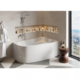 MELITE Ванна акриловая асимметричная, без панели и каркаса, 160х105 см, правая, белая