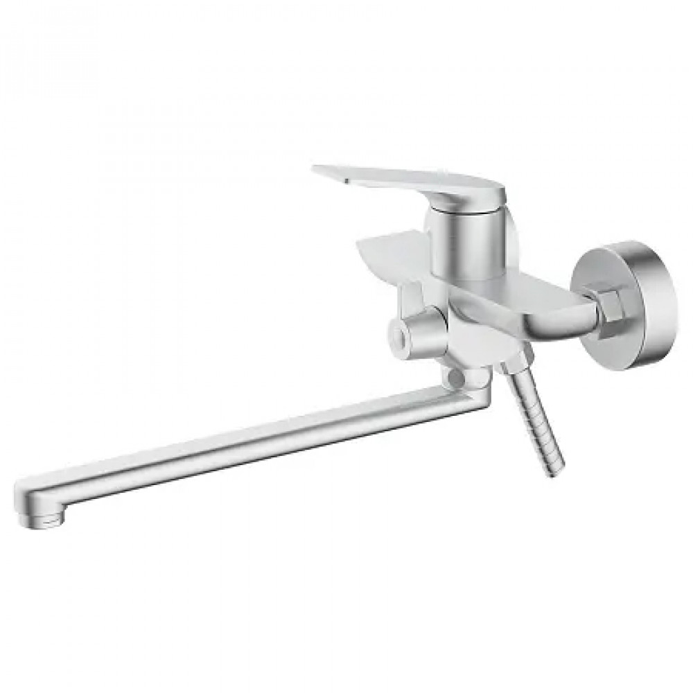 Lursy Смеситель для ванны с ручным душем, длинный излив, сатин