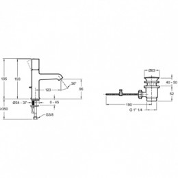 E24323-CP RIVOLI Cмеситель для раковины с донным клапаном в комплекте, хром