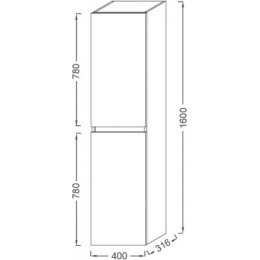 Колонна подвесная, 40 см, 2 реверсивные дверцы, дуб давос, натуральный меламин, EB2385-E75 TOLBIAC