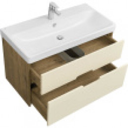 Оливия 90 Тумба Бежевый/Дуб веллингтон БЕЗ УМЫВАЛЬНИКА "Адриана-90")