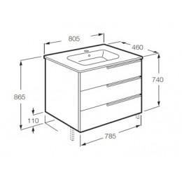 VICTORIA NORD Модуль д/раковины 800 мм, 3 ящика, Ice Edition