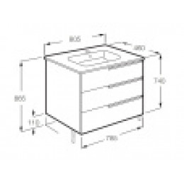 VICTORIA NORD Модуль д/раковины 800 мм, 3 ящика, Ice Edition