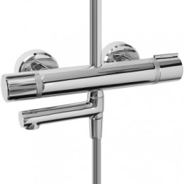 E26237-CP ATOM Колонна для ванны и душа с термостатом, поворотным изливом, круглым верхним и ручным душем, хром