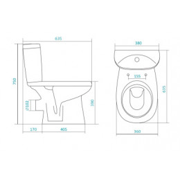 Унитаз-компакт "Анимо" прямой (эконом: 1-реж., полипроп)