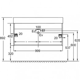 EB1668-J5-J5 VIVIENNE Тумба подвесная для раковины 100 см, корпус белый блестящий, фасад белый блестящий