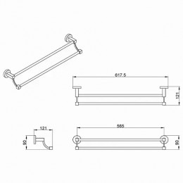 NESSY Полотенцедержатель трубчатый двойной 60 см, хром