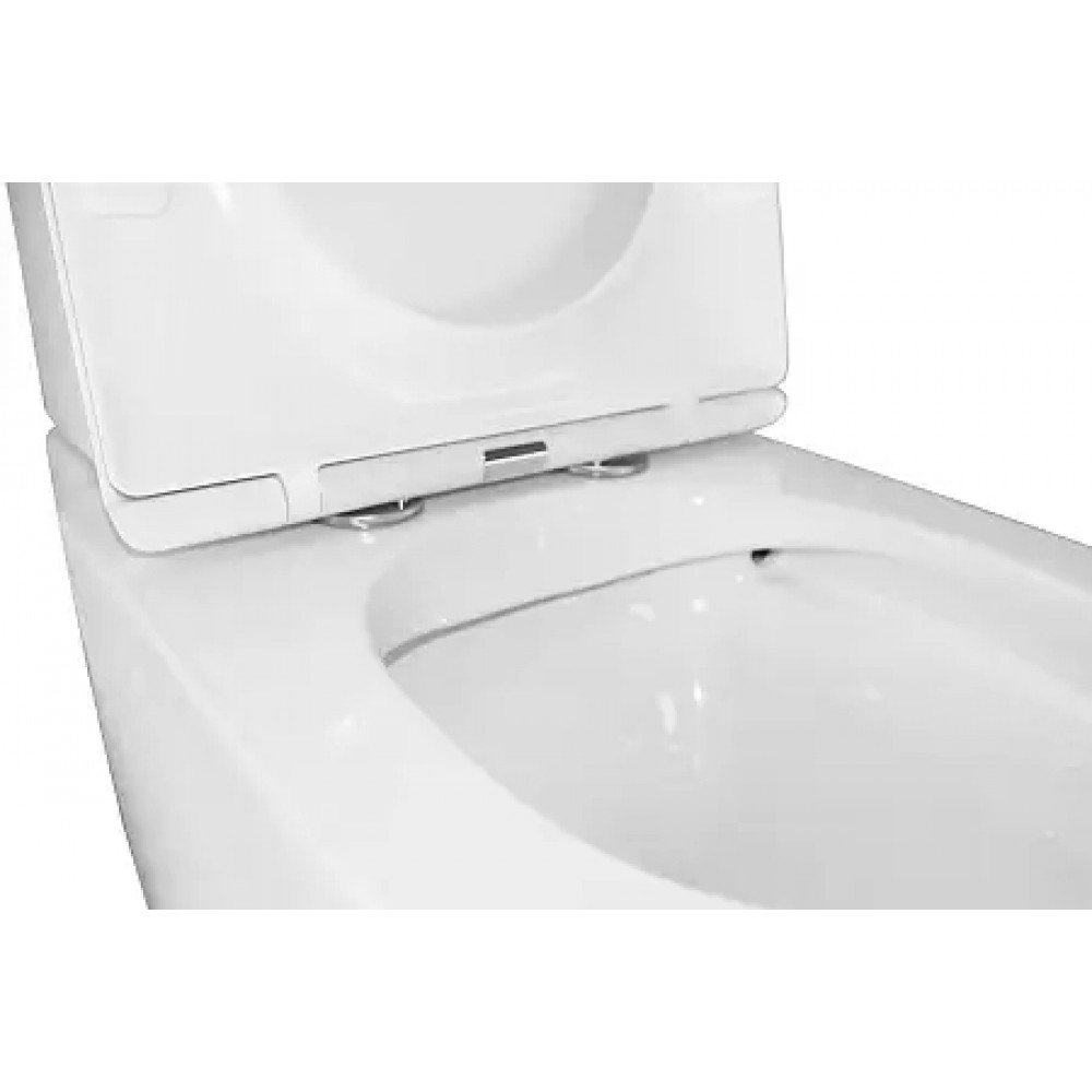 LANDER Унитаз напольный безободковый в комплекте с бачком и сиденьем дюропласт микролифт, смыв ТОРНАДО . Размер 670x415x845 мм (2 места)