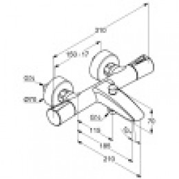 KLUDI ZENTA Смеситель для ванны и душа с термостатом DN 15, арт. 351010538