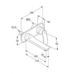 KLUDI BALANCE Однорычажный смеситель для раковины, внешняя монтажная часть, излив 185 мм, хром, арт. 522460575 (нужна СЧ 38243)