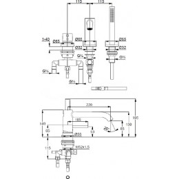 KLUDI BOZZ  Однорычажный смеситель для ванны и душа, на 3 отверстия