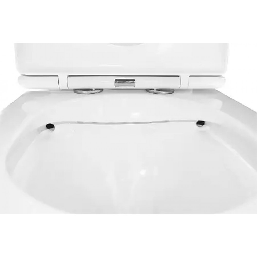 LANDER Унитаз напольный безободковый в комплекте с бачком и сиденьем дюропласт микролифт, смыв ТОРНАДО . Размер 670x415x845 мм (2 места)