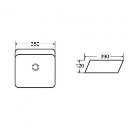 AZ-2241 Раковина накладная. Размер:390*350*120 мм белый глянец