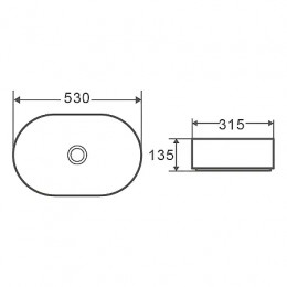 AZ-1156  Раковина накладная.Размер 530x315x135 мм белый глянец