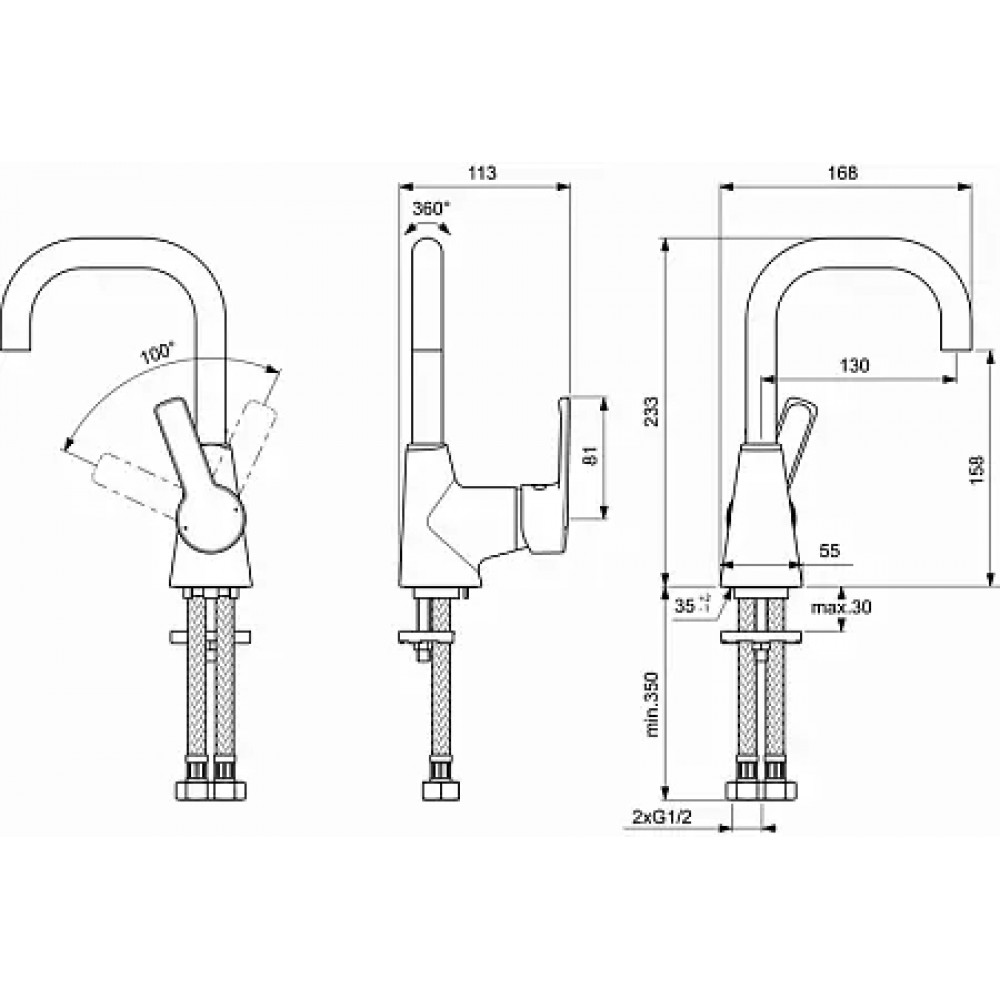 BA290AA Vidima OPTIMA Смеситель для умывальника, система монтажа EASY-FIX (облегченный монтаж)