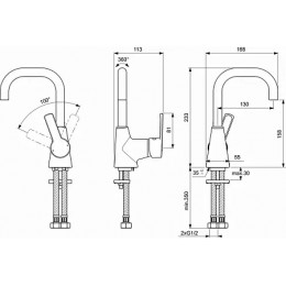 BA290AA Vidima OPTIMA Смеситель для умывальника, система монтажа EASY-FIX (облегченный монтаж)