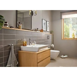 72560000 Rebris E Смеситель для раковины однорычажный 110 CoolStart без сливного гарнитура, хром