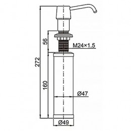 Дозатор для жидких моющих средств врезной 250ml, латунь, емкость - нерж. сталь, ХРОМ, AZARIO, AZ-114-St