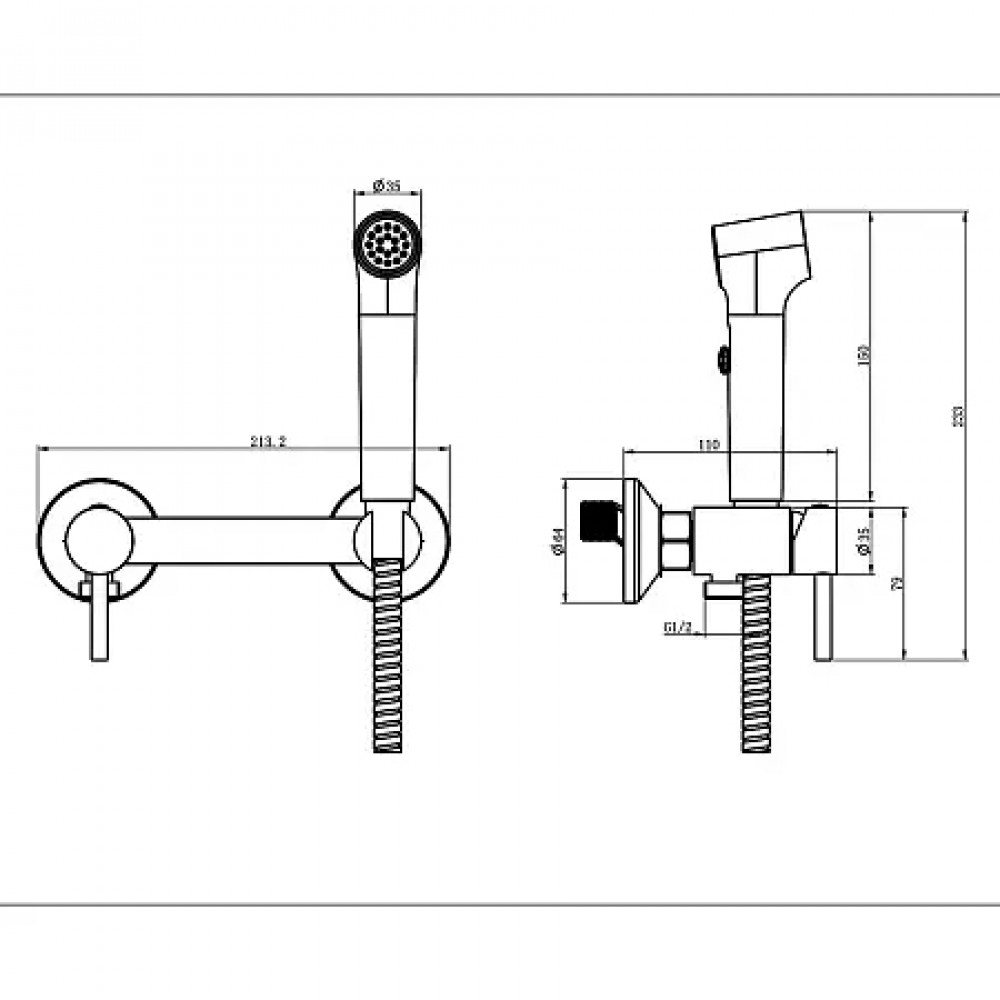 Dies Гигиенический душ со смесителем, хром