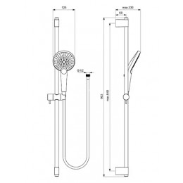 B1763AA IDEALRAIN Душевой гарнитур со штангой EVO JET ROUND XL3, диаметр лейки Ø125 мм, количество функций: 3