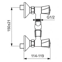 BA360AA LIFE Двурукоятковый настенный смеситель для душа