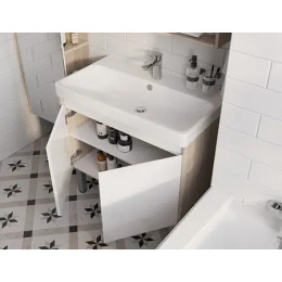 Сканди 80 Тумба Doors Белый/Дуб Верона (БЕЗ УМЫВАЛЬНИКА Адриана-80)