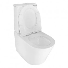 LANDER Унитаз напольный безободковый в комплекте с бачком и сиденьем дюропласт микролифт, смыв ТОРНАДО . Размер 670x415x845 мм (2 места)