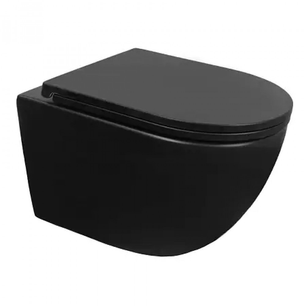 Ines Black унитаз подвесной, с функцией Торнадо, с сиденьем дюропласт, микролифт (1 место)