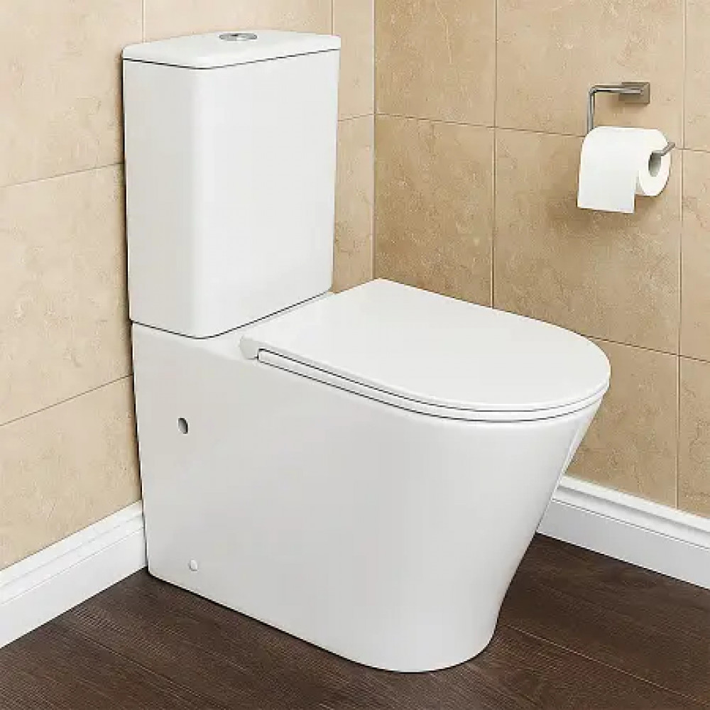 LANDER Унитаз напольный безободковый в комплекте с бачком и сиденьем дюропласт микролифт, смыв ТОРНАДО . Размер 630x350x795 мм (2 места)