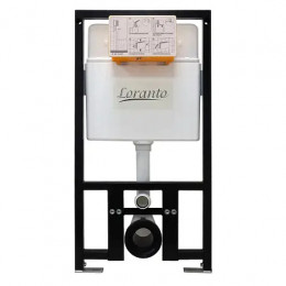 Сет LORANTO prestige Инсталляция + Azario Grado подвесной безободковый унитаз чёрный матовый в комплекте с сидением микролифт 490*370*360