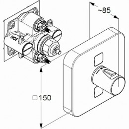 KLUDI PUSH встраиваемый смеситель для душа с термостатом, 2 источника, форма отражателя - soft edge