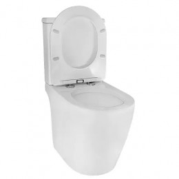 LEO TORNADO FLUSHING Унитаз напольный безободковый в комплекте с бачком и сиденьем микролифт, дюропласт, Размер: 595*360*820mm (2 места)