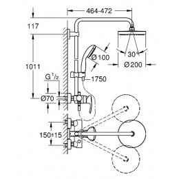 Душевая система, хром, 26244001 Tempesta New 200