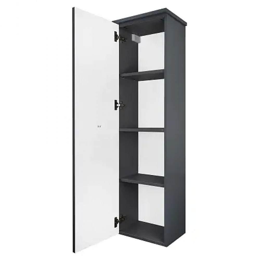 Пенал LAURA подвесной МАТОВЫЙ СЕРЫЙ левый ручки ЧЕРНЫЙ (390*1340*300)